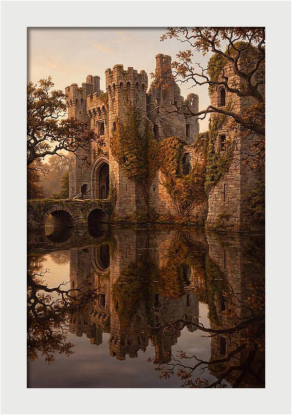 Crumbling Castle Reflected In Moat