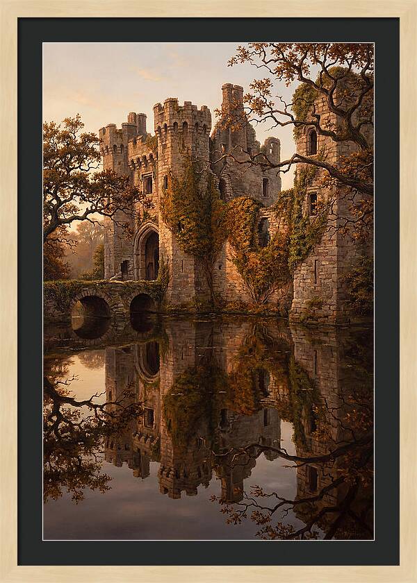 Crumbling Castle Reflected In Moat