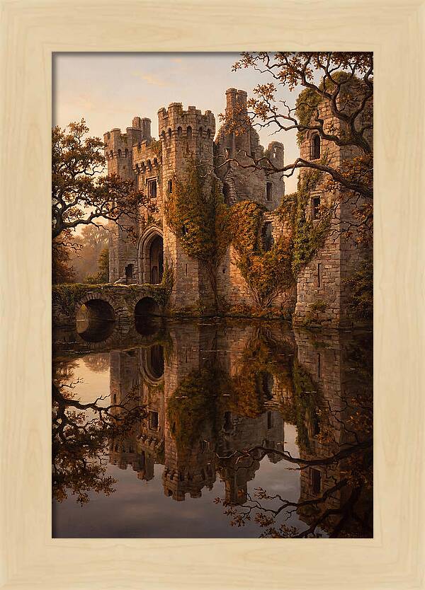 Crumbling Castle Reflected In Moat