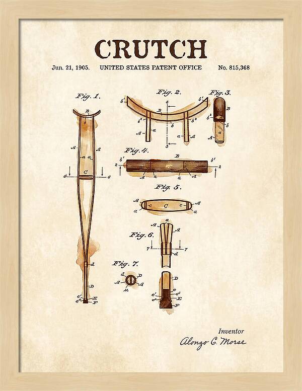 Crutch Watercolor Patent Us815368a
