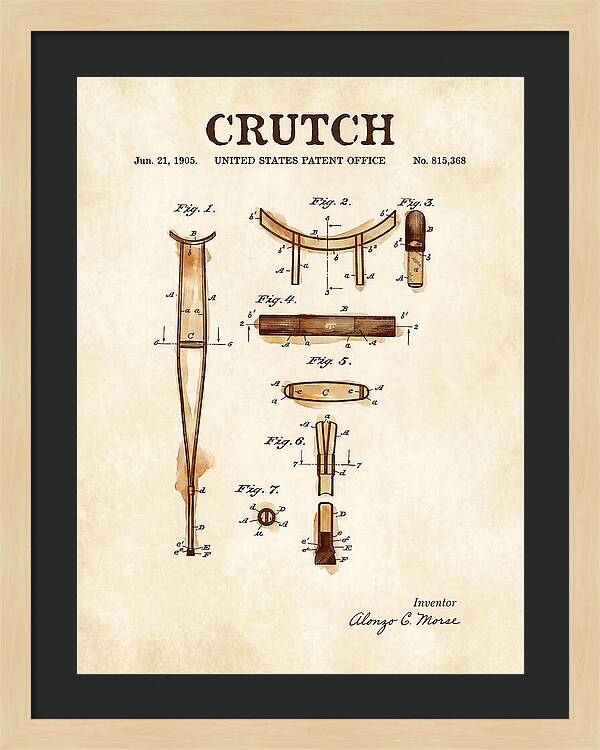 Crutch Watercolor Patent Us815368a
