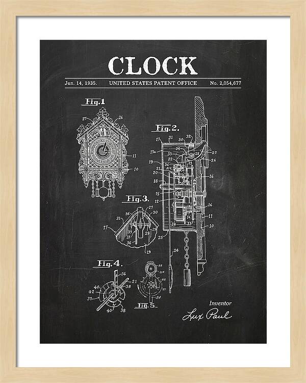 Cuckoo Clock Chalkboard Patent Us2054677a