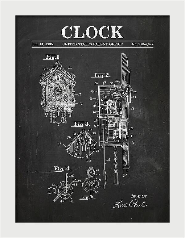 Cuckoo Clock Chalkboard Patent Us2054677a
