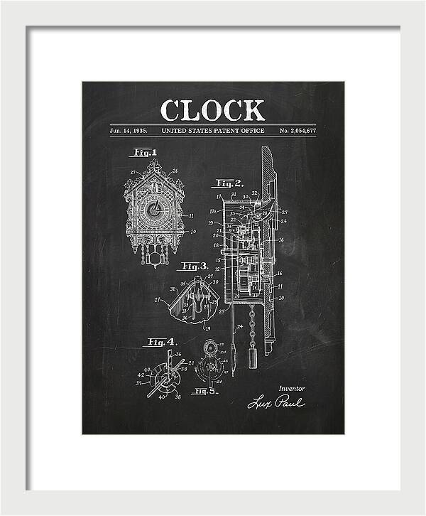 Cuckoo Clock Chalkboard Patent Us2054677a