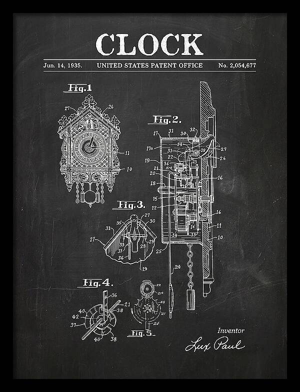Cuckoo Clock Chalkboard Patent Us2054677a