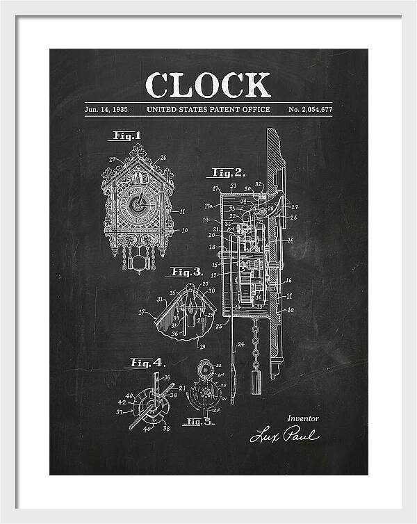 Cuckoo Clock Chalkboard Patent Us2054677a