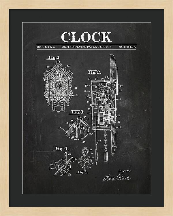 Cuckoo Clock Chalkboard Patent Us2054677a