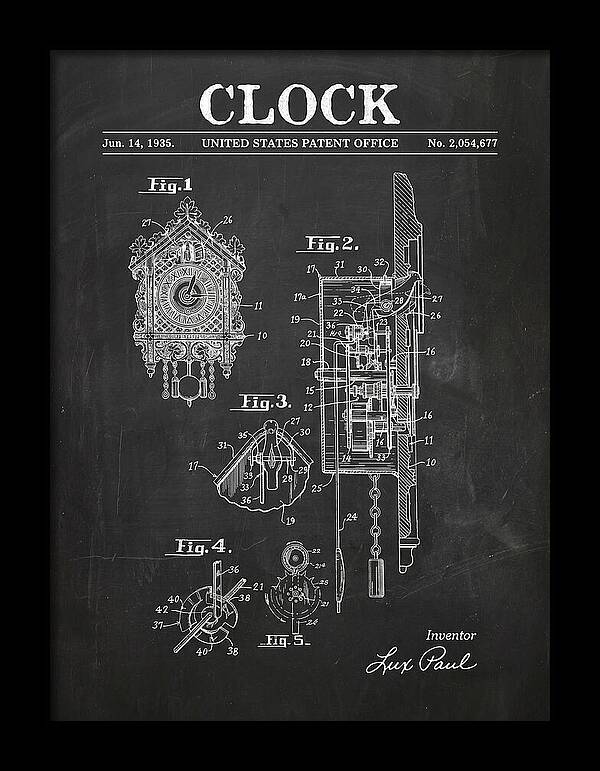 Cuckoo Clock Chalkboard Patent Us2054677a