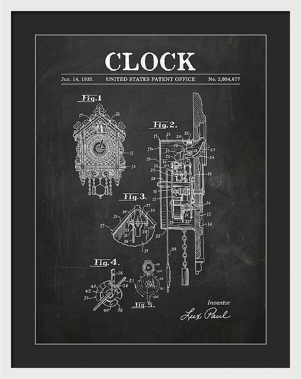 Cuckoo Clock Chalkboard Patent Us2054677a