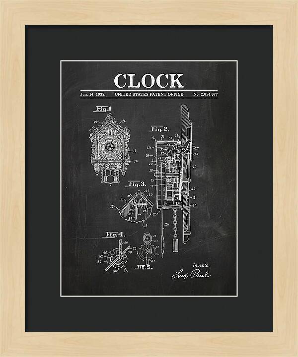 Cuckoo Clock Chalkboard Patent Us2054677a