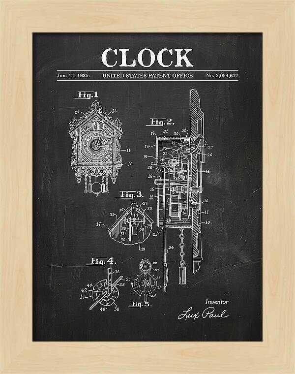 Cuckoo Clock Chalkboard Patent Us2054677a