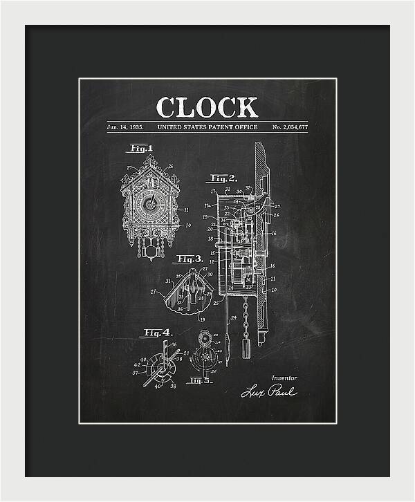 Cuckoo Clock Chalkboard Patent Us2054677a