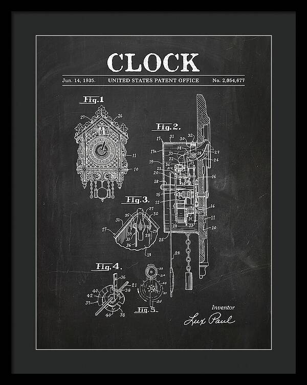 Cuckoo Clock Chalkboard Patent Us2054677a