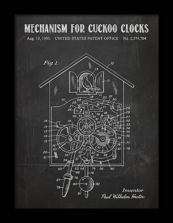 Cuckoo Clock Mechanism Chalkboard Patent Us2574704a