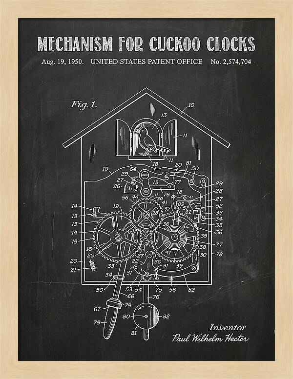 Cuckoo Clock Mechanism Chalkboard Patent Us2574704a