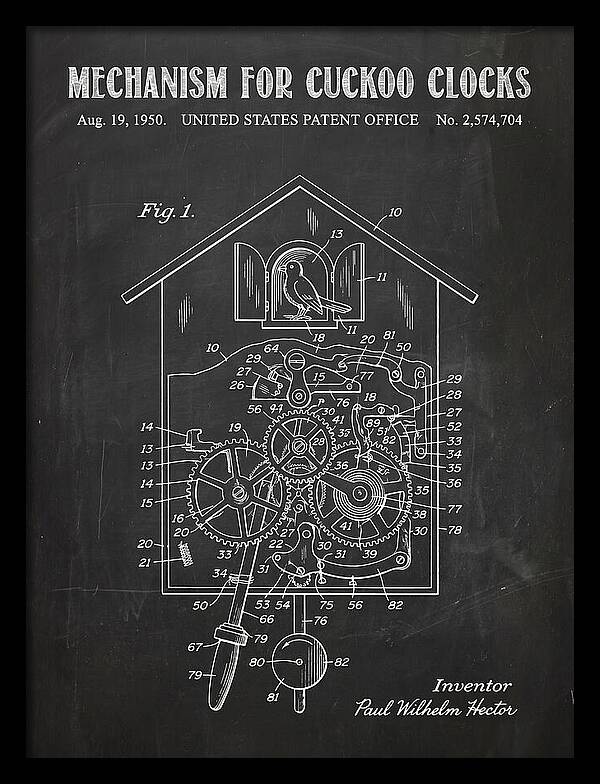 Cuckoo Clock Mechanism Chalkboard Patent Us2574704a