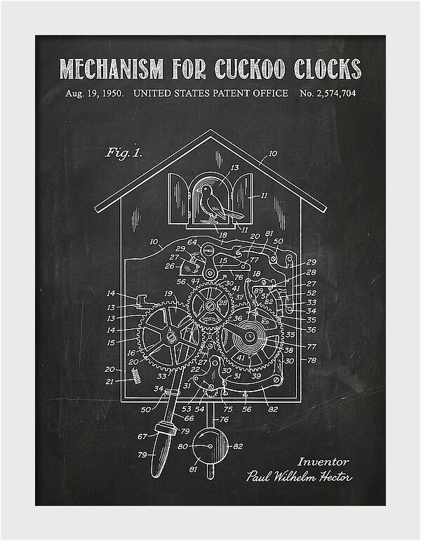 Cuckoo Clock Mechanism Chalkboard Patent Us2574704a