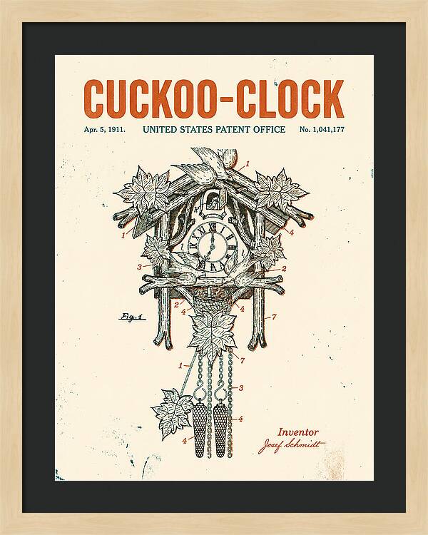 Cuckoo Clock Retro Patent Us1041177a