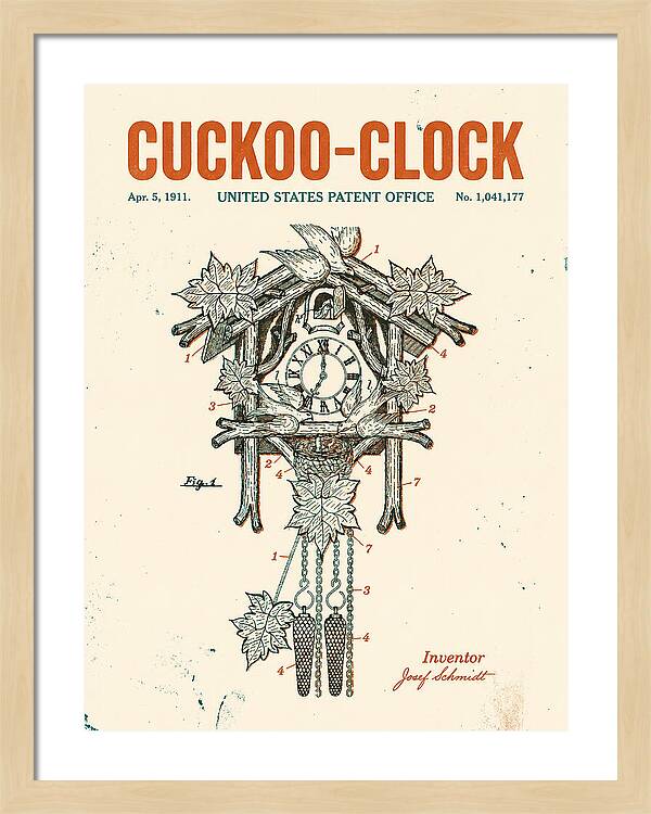 Cuckoo Clock Retro Patent Us1041177a