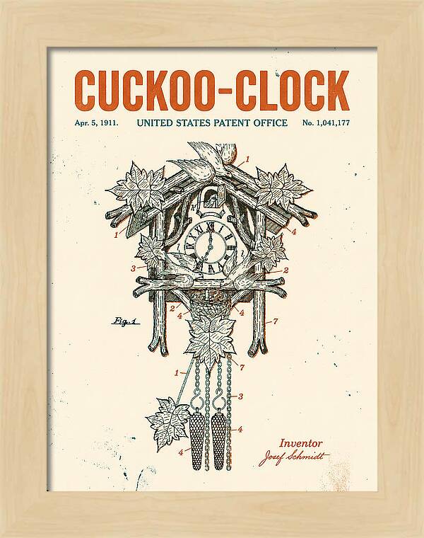 Cuckoo Clock Retro Patent Us1041177a