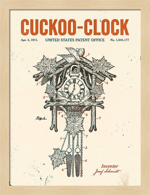 Cuckoo Clock Retro Patent Us1041177a