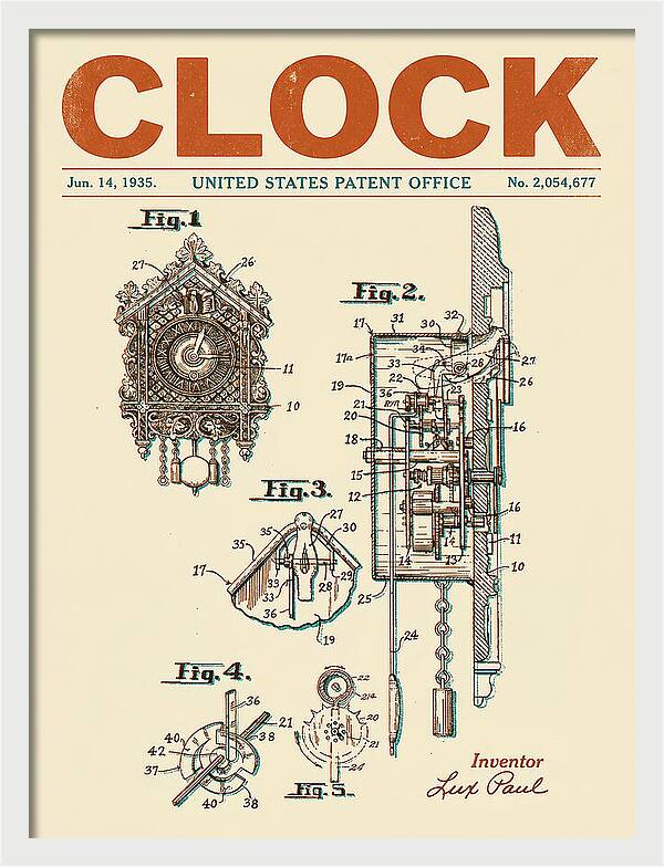 Cuckoo Clock Retro Patent Us2054677a