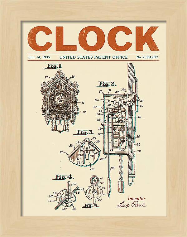 Cuckoo Clock Retro Patent Us2054677a