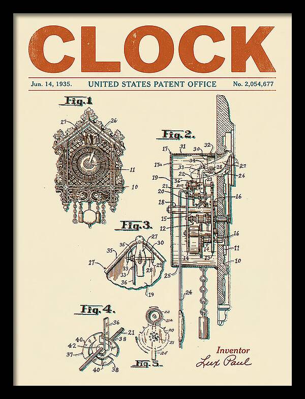 Cuckoo Clock Retro Patent Us2054677a