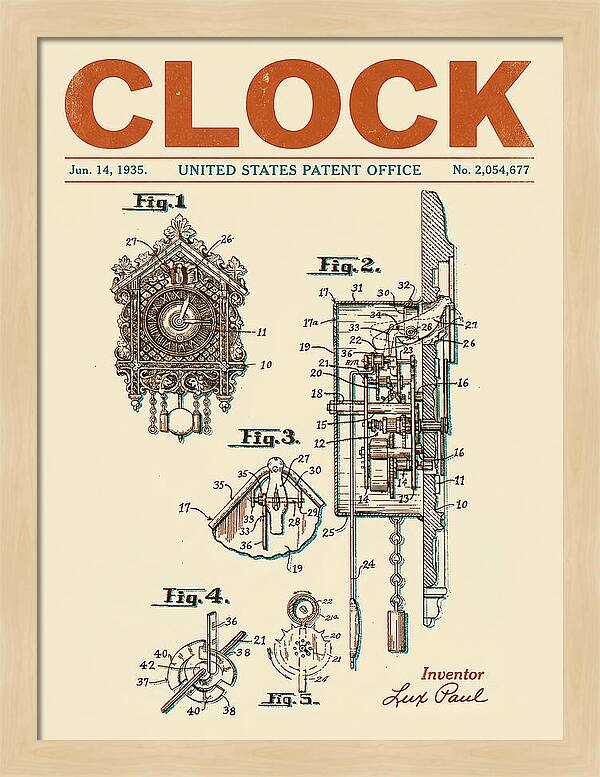 Cuckoo Clock Retro Patent Us2054677a