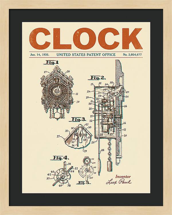 Cuckoo Clock Retro Patent Us2054677a