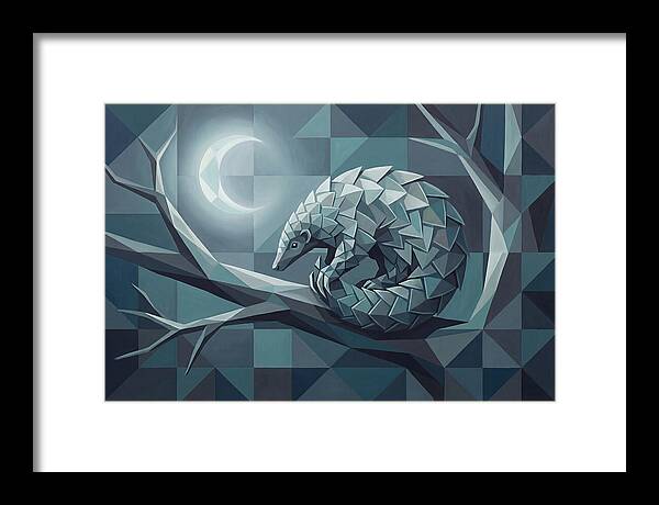 Curled Pangolin Under Moonlight