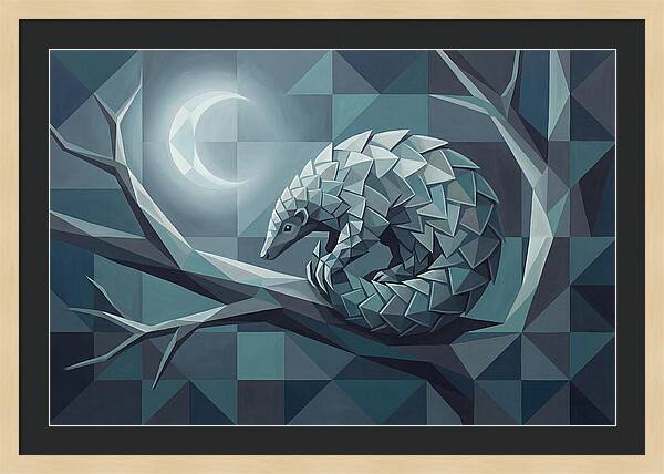 Curled Pangolin Under Moonlight