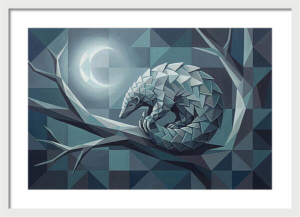 Curled Pangolin Under Moonlight