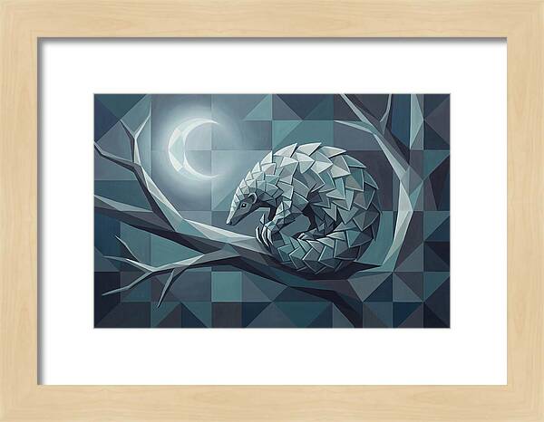 Curled Pangolin Under Moonlight
