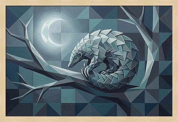Curled Pangolin Under Moonlight