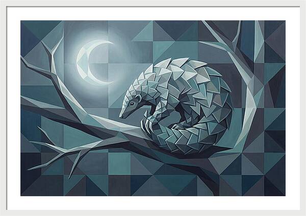 Curled Pangolin Under Moonlight