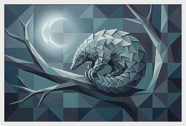 Curled Pangolin Under Moonlight