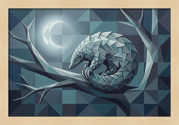 Curled Pangolin Under Moonlight