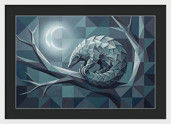 Curled Pangolin Under Moonlight