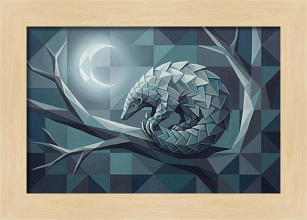 Curled Pangolin Under Moonlight