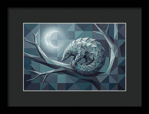 Curled Pangolin Under Moonlight