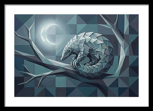 Curled Pangolin Under Moonlight