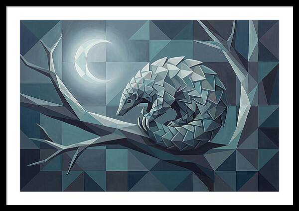 Curled Pangolin Under Moonlight