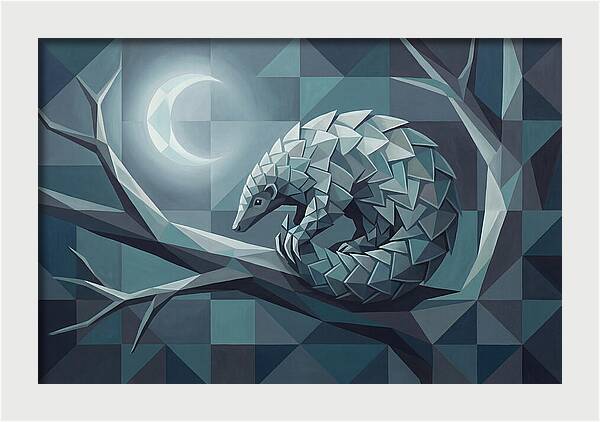 Curled Pangolin Under Moonlight