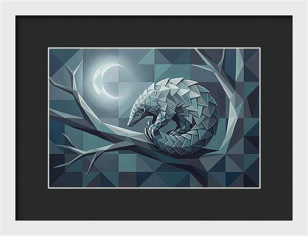 Curled Pangolin Under Moonlight