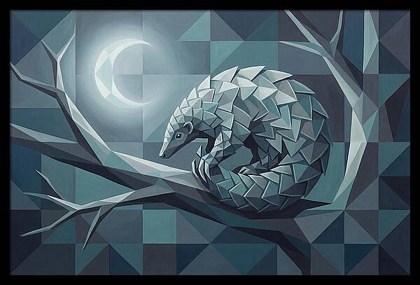 Curled Pangolin Under Moonlight