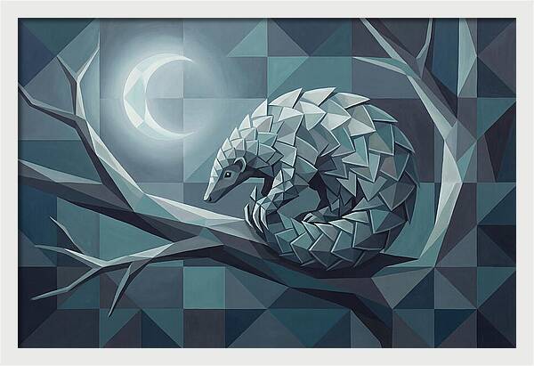 Curled Pangolin Under Moonlight
