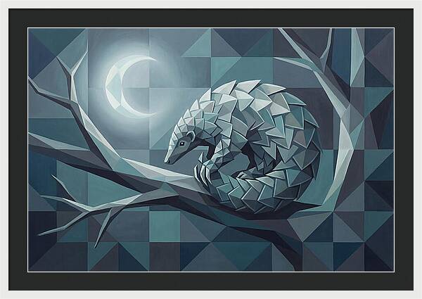 Curled Pangolin Under Moonlight