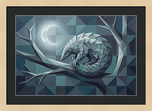 Curled Pangolin Under Moonlight