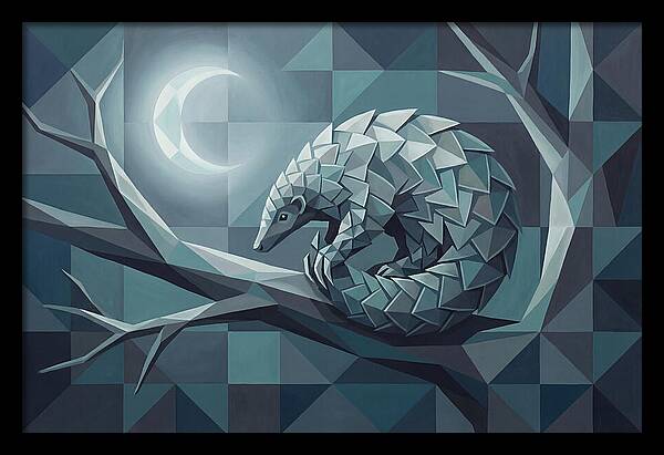 Curled Pangolin Under Moonlight